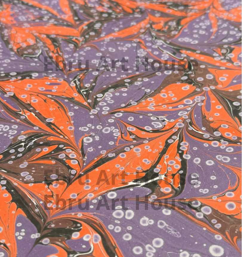 Pumpkin Spice 2- Handmade marbling paper S1- 35x50cm