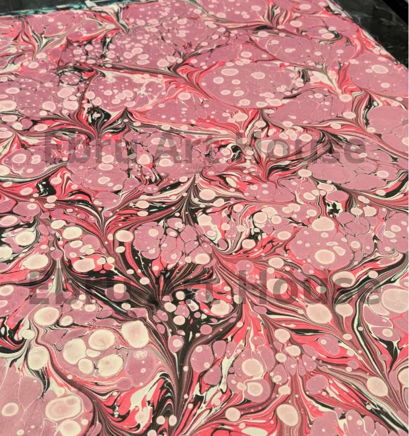 Rose Quartz 2 - Handmade marbling paper - E2