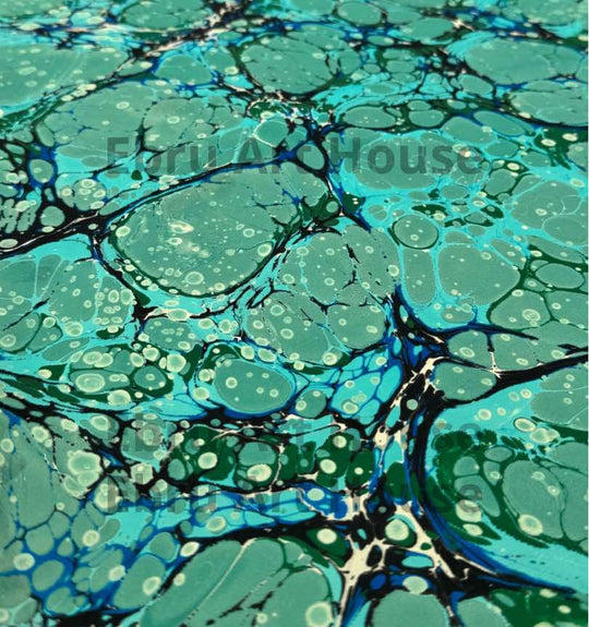 Turquoise Tranquility
-Handmade marbling paper- E1