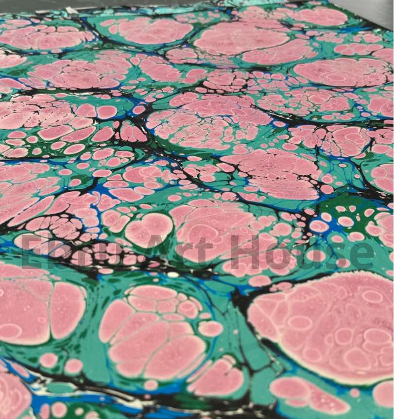 Rose Quartz 3- Handmade marbling paper - E2