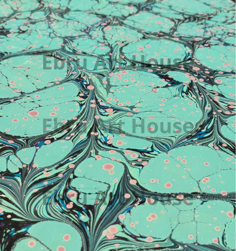 Turquoise Tranquility E2 -Handmade marbling paper- E2