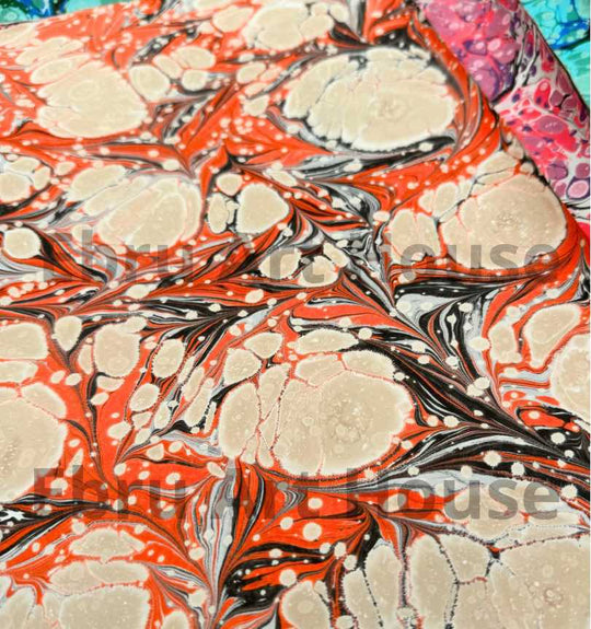 Pumpkin Spice- Handmade marbling paper S1- 35x50cm