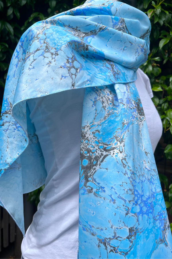 Blauwe handmade sjaal